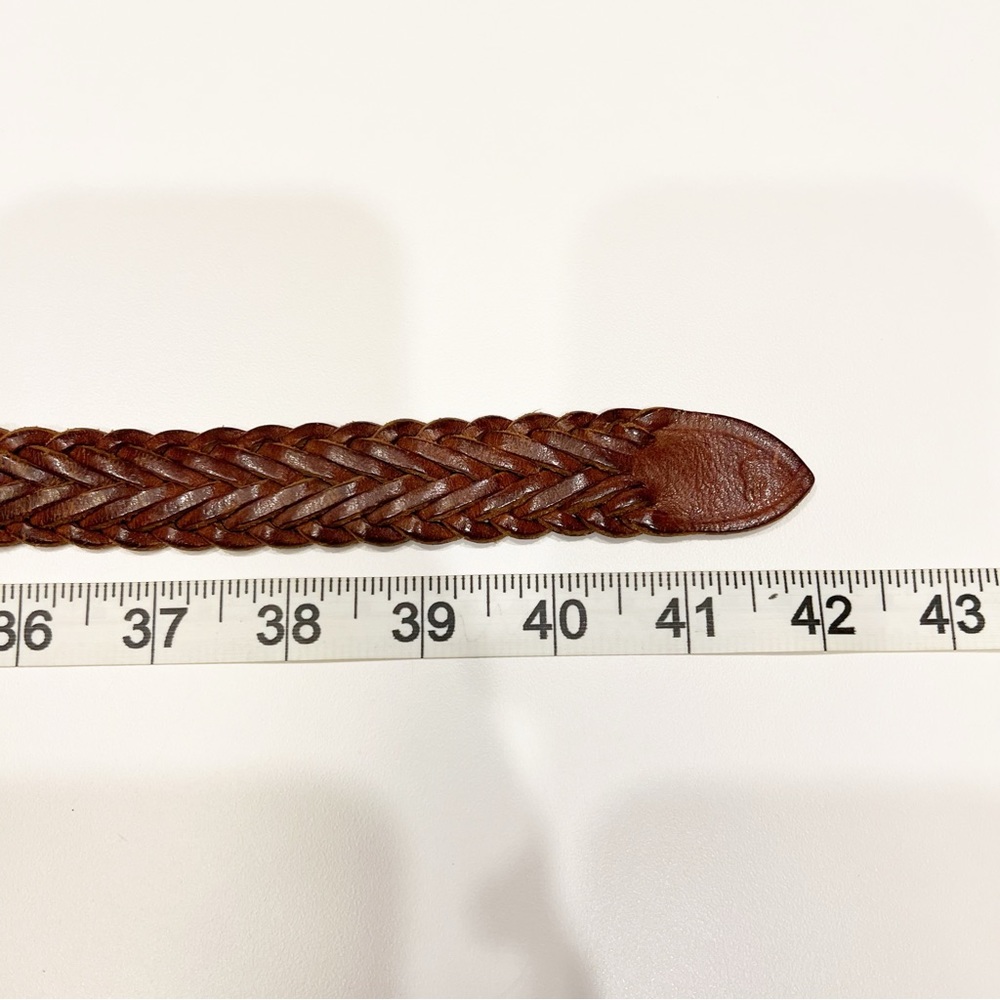 Vintage Polo Ralph Lauren Woven Braided Belt Sz 36 Saddle Brown Made in England - Picture 9 of 10